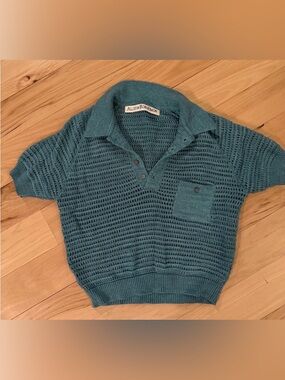 Alex of Bohemia Teal Knit Polo Shirt sz S